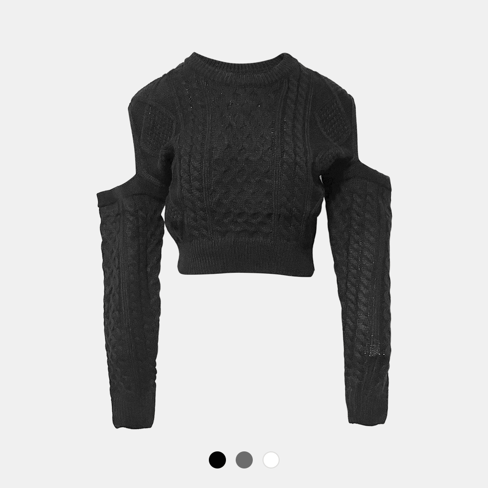 오프 숄더 라운드 니트