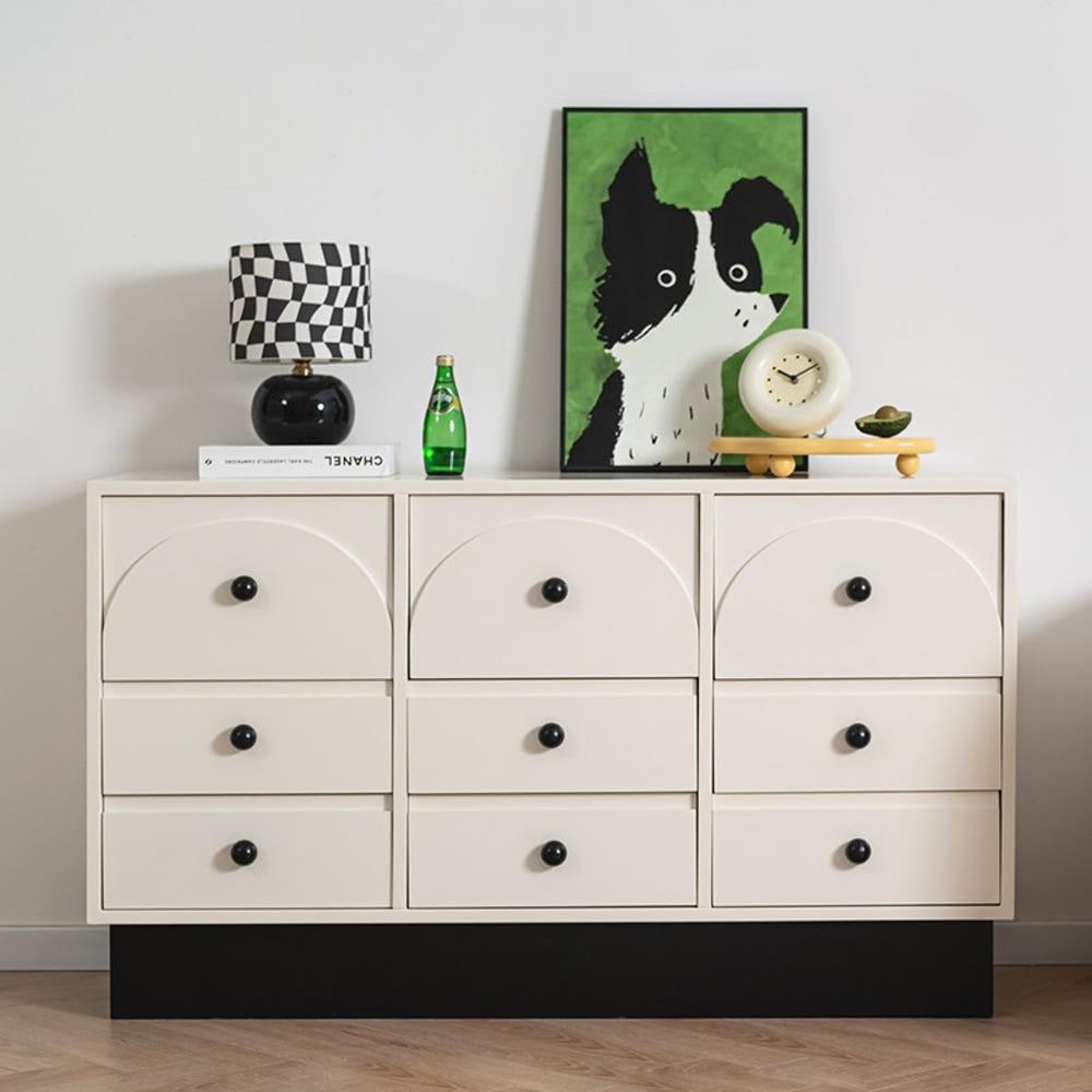 헤이유드 모던 서랍장 우드 컬러 포인트가구 블랙화이트 9단