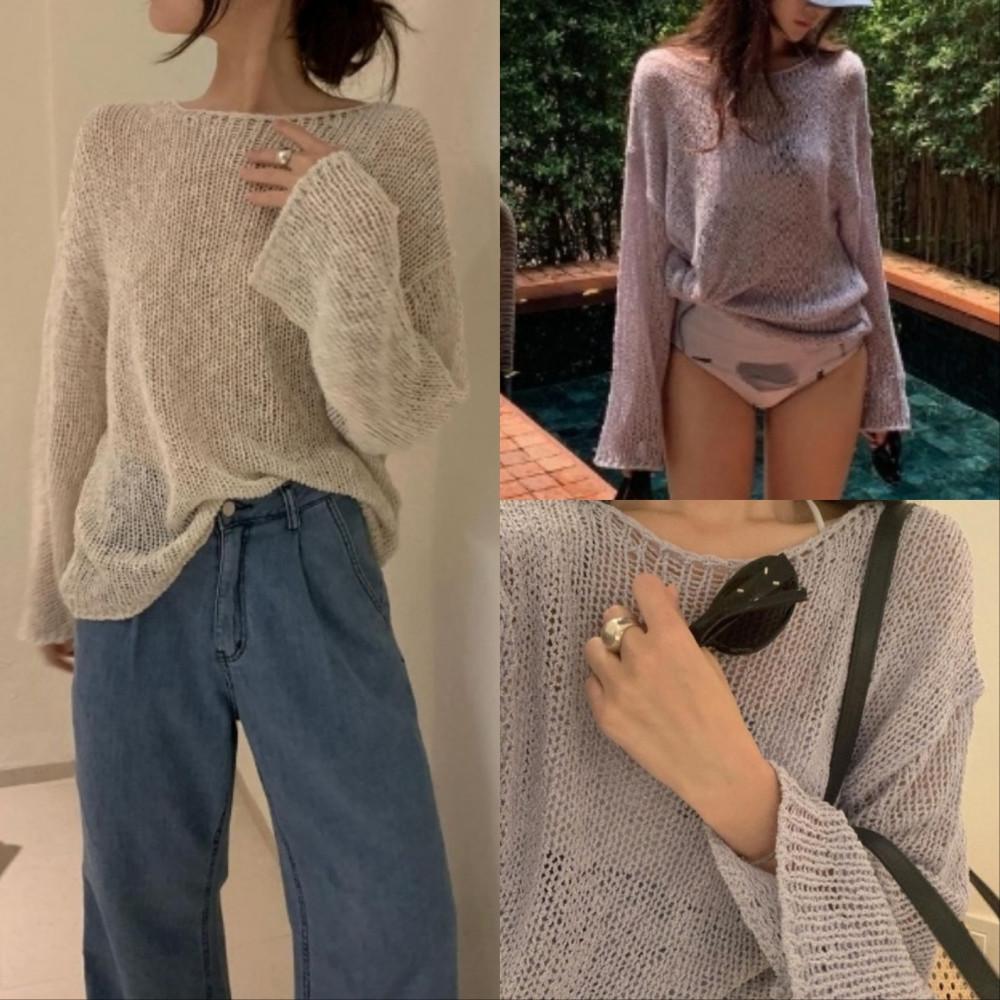 [전색상당일] 포스터 비키니 니트 여름그물니트 썸머룩 비치웨어 바캉스룩 2color오끄망