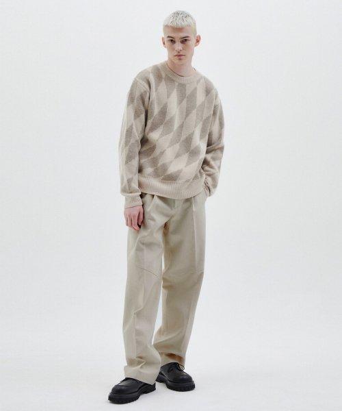 CASHMERE JACQUARD SWEATER - BEIGE