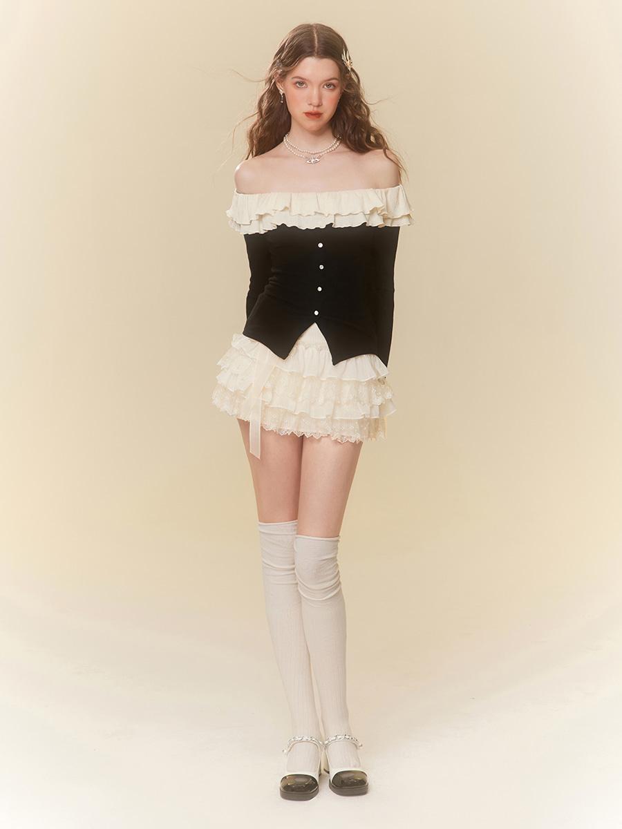 [MESS STUDIO] Lace Sweet Cake Skirt