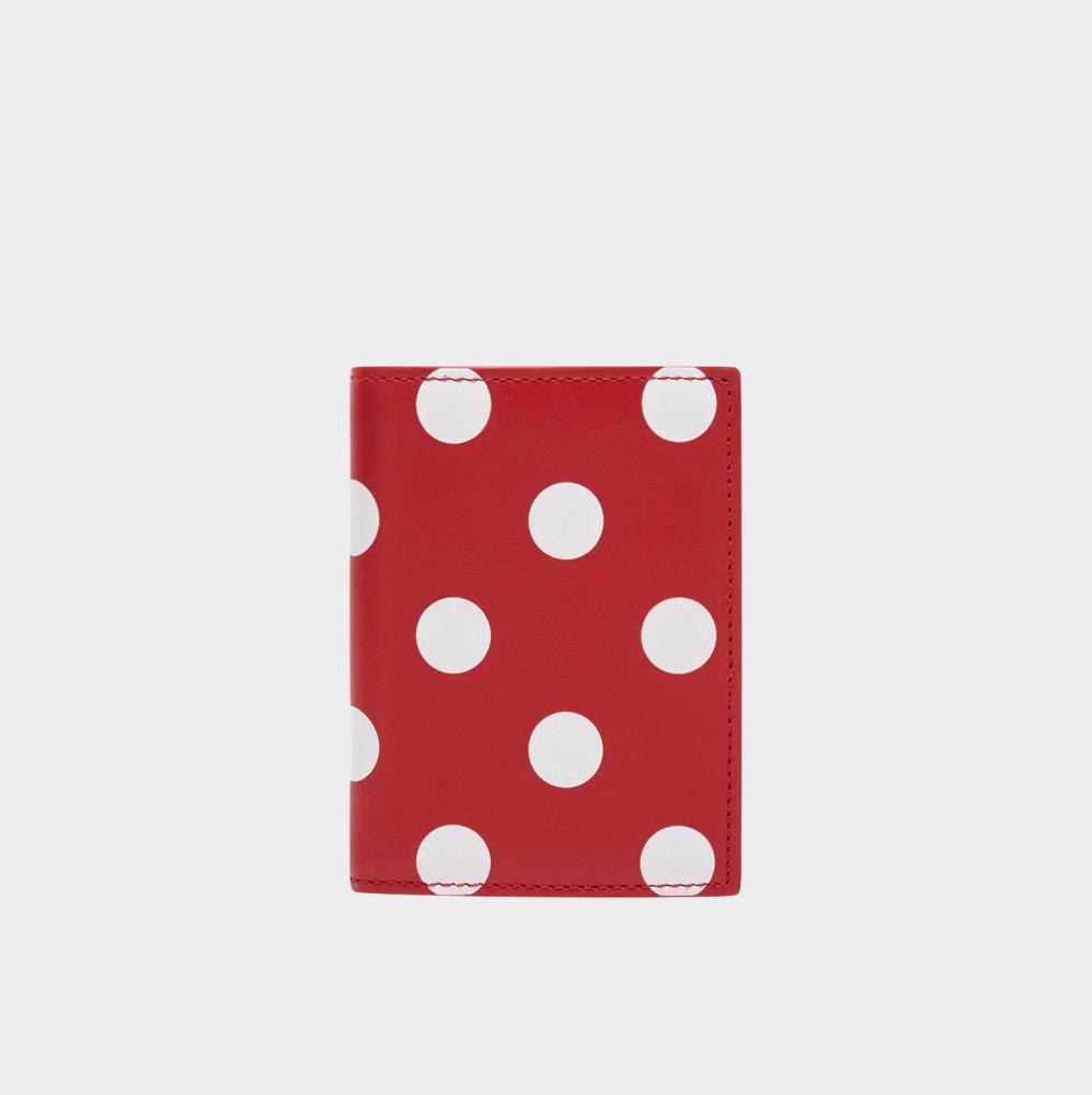 꼼데가르송 월렛 - 폴카 도트 프린팅 카드 지갑 레드 SA0641PD