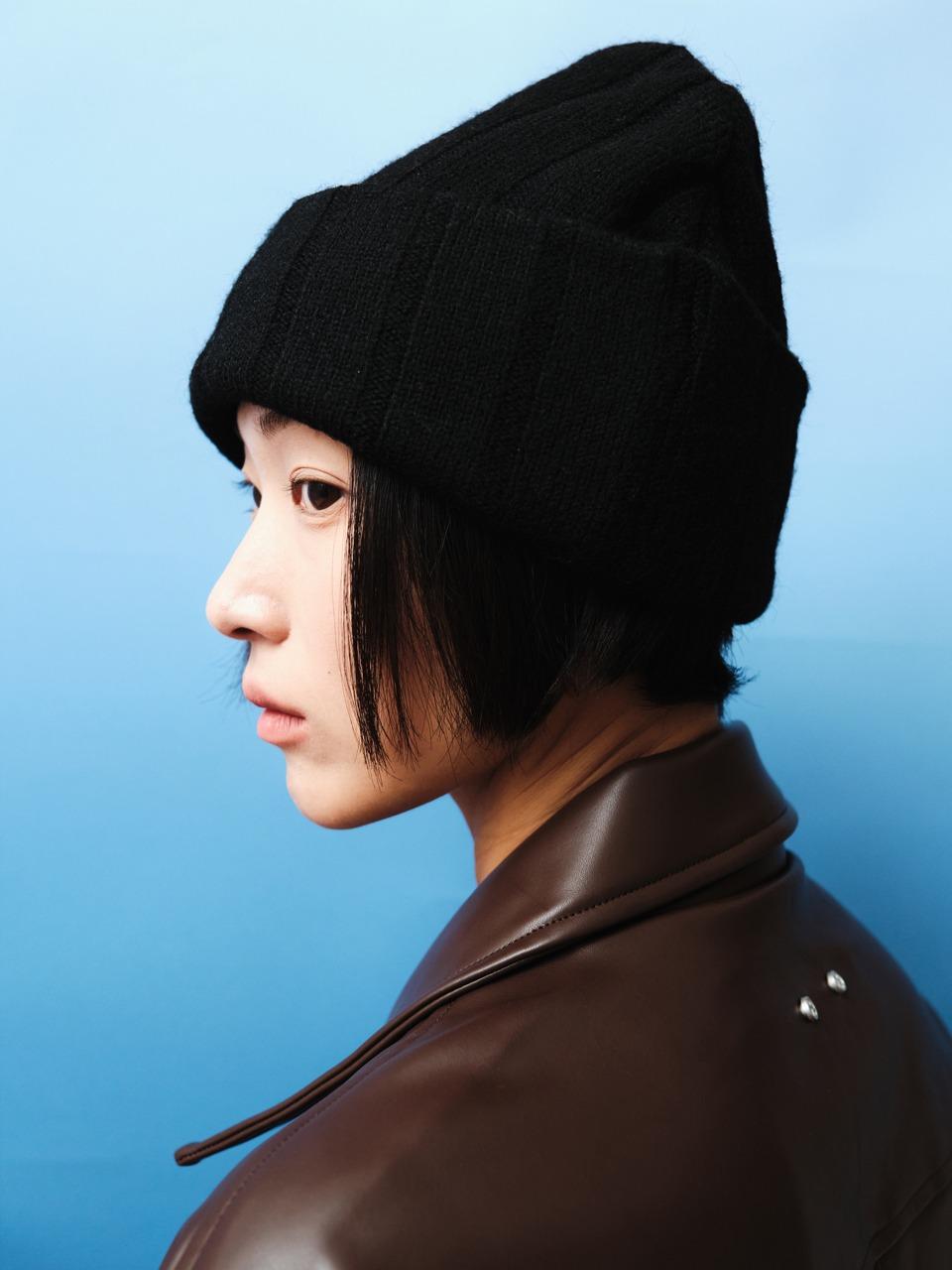 [PLZPROJECT]OVER-RIBBED BEANIE, BLACK