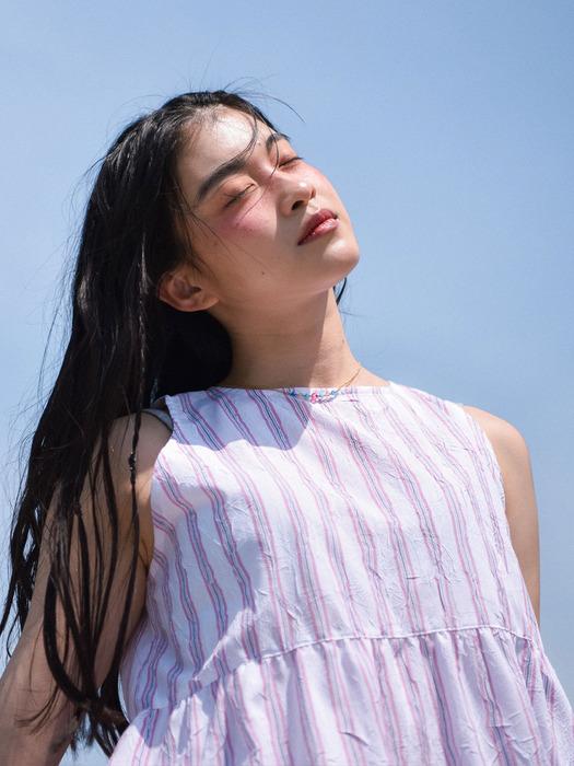 Stripe Crinkled Blouse_Pink