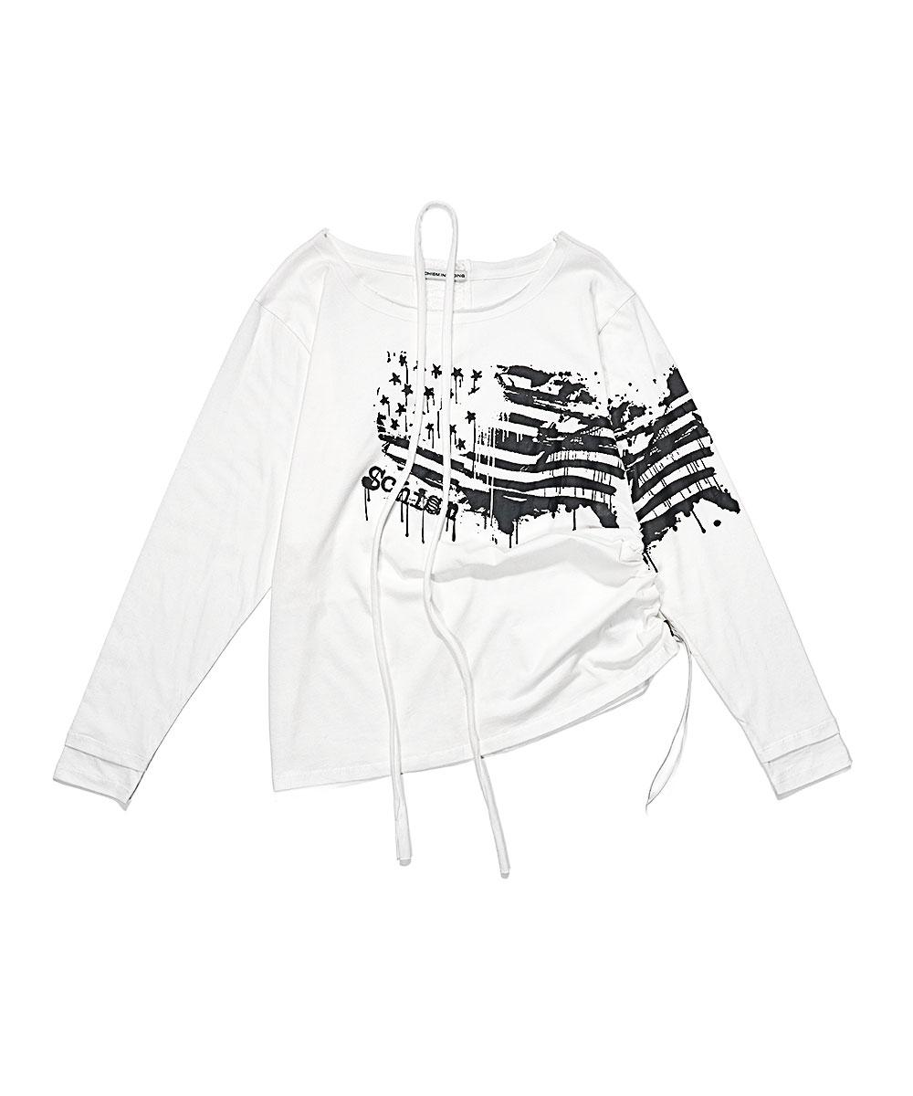 GRAFFITI FLAG LS TEE WHITE