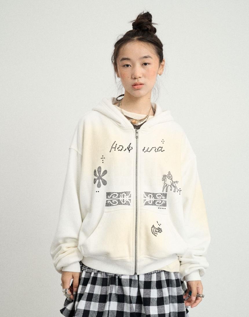 Achihara Matata Spray Hoodie Zip-Up Jacket (3color)