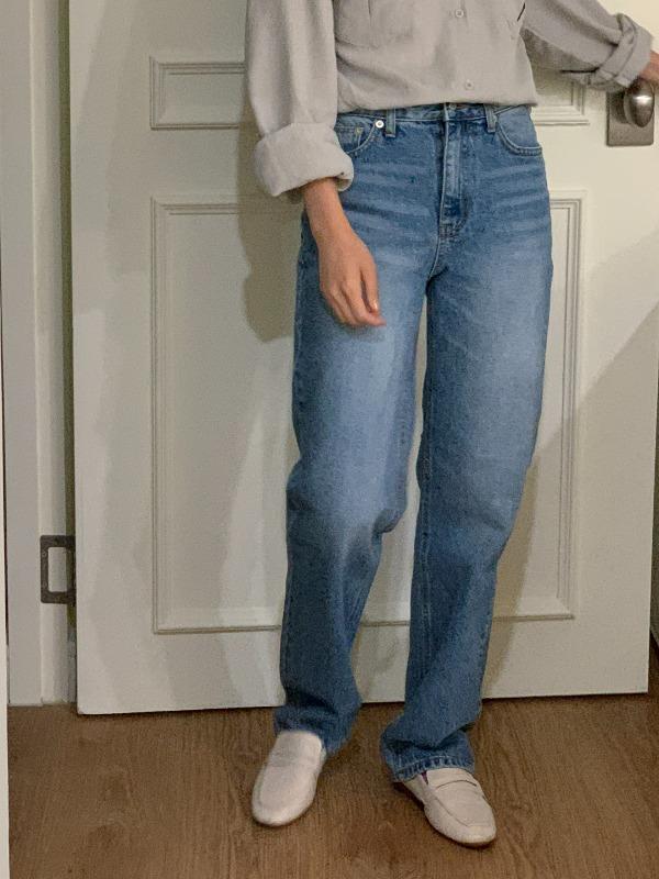 피즈 워싱 일자 데님팬츠