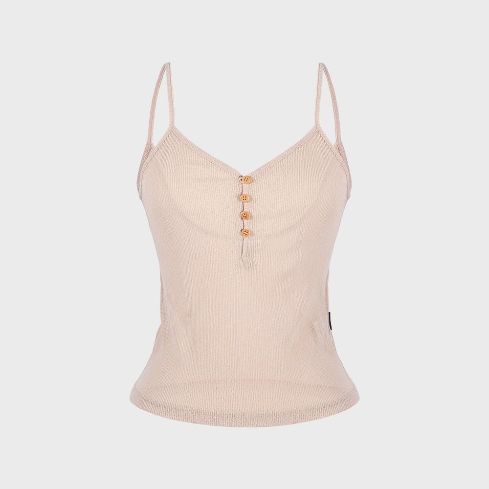 SEETHROUGH BUTTON SLEEVELESS_Beige