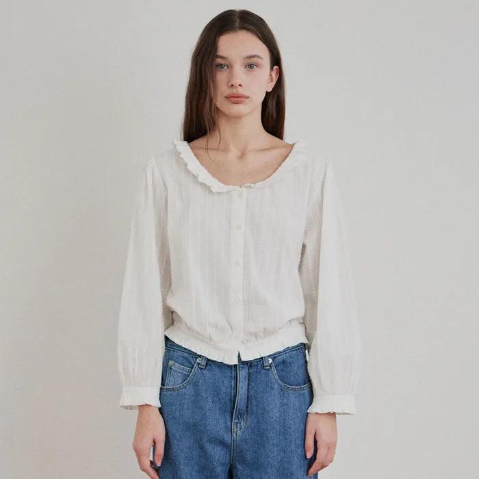 [2nd] Square Frill Blouse (White)