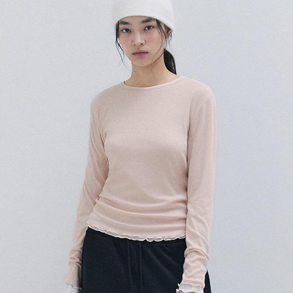 로라로라 NUBASIC PUNCHING T-SHIRT PINK BEIGE