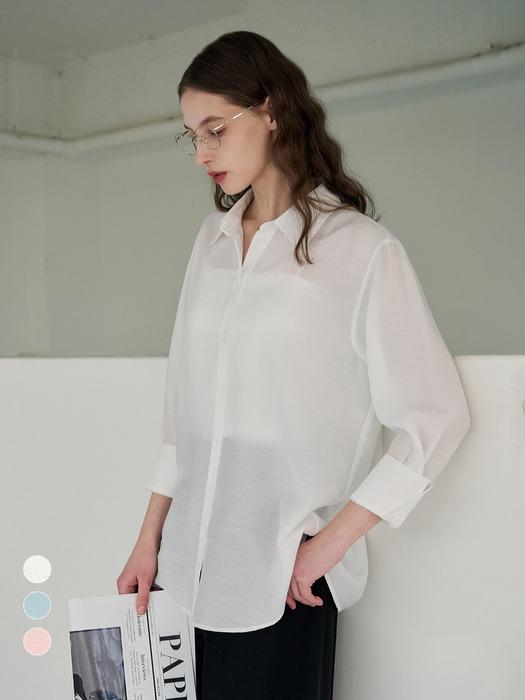 실키 루즈핏 시스루 셔츠_3color