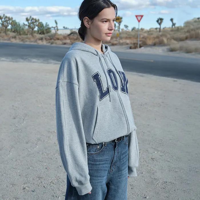 LOW SOFT SWEAT ZIP-UP HOODIE_MELANGE GREY_LC253TS12MG