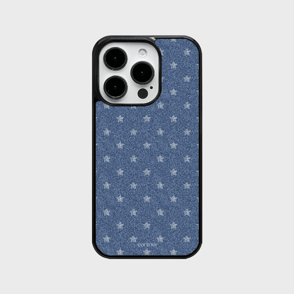 [made] denim star pattern magsafe glass bumper case (맥세이프케이스)