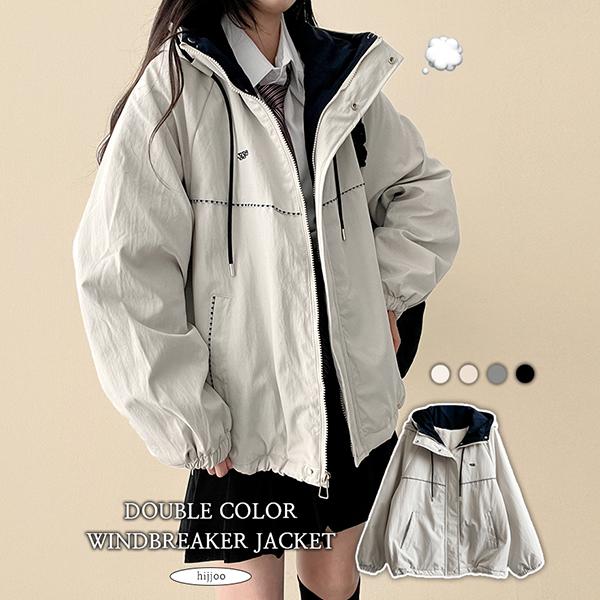 하이쭈 [양털퍼안감*]라덴 배색 체크라인삥줄 하이넥 패딩점퍼 (4color)