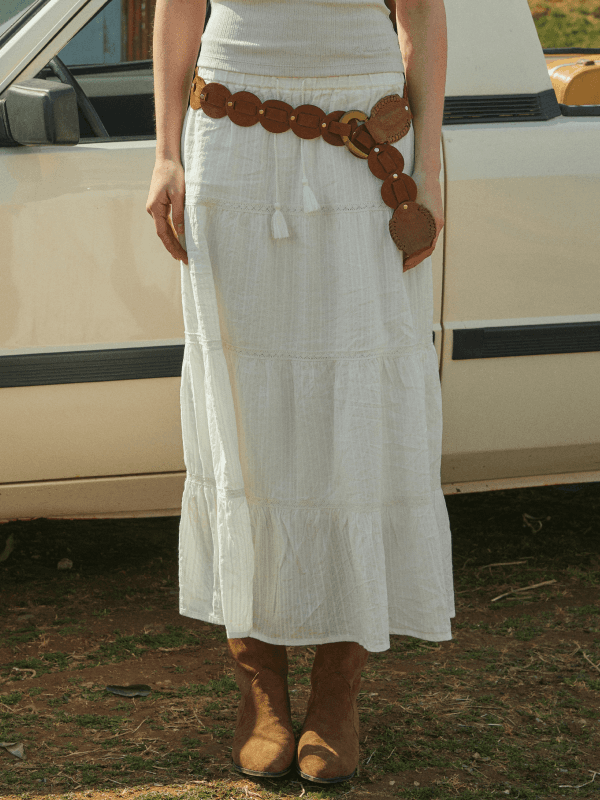 Dobby Long Tiered Skirt