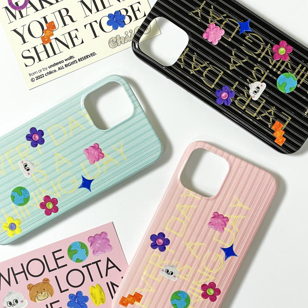 치코 세라믹참 패턴 스트라이프 폰케이스