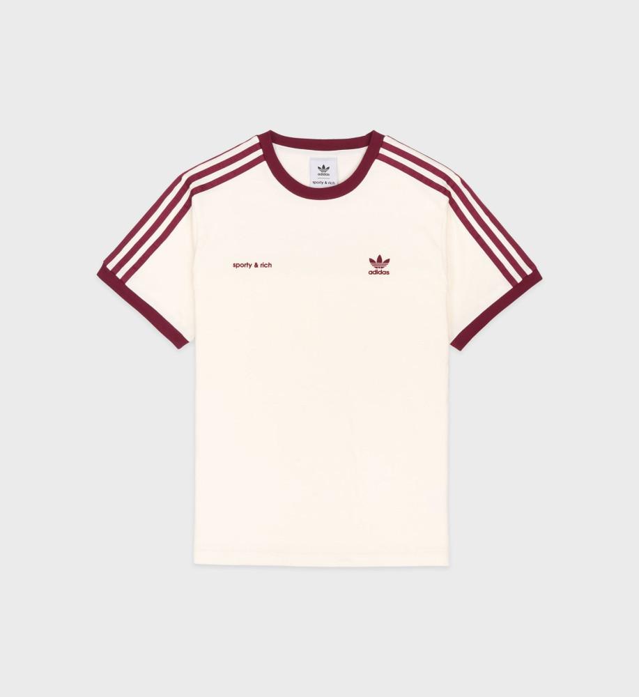 스포티앤리치 아디다스 Ringer 반팔 티셔츠 Cream/Merlot
