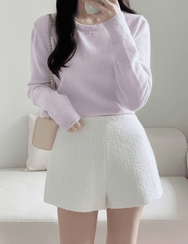 [주문폭주🤍] Sarah round knit 여성 연보라 라운드 니트