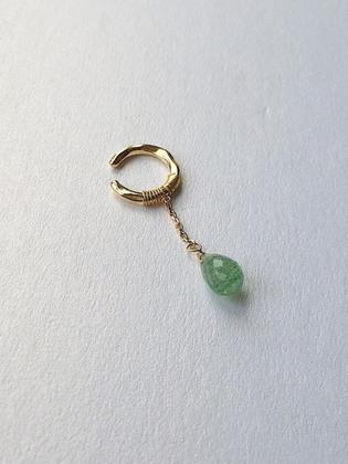 green quartz `drop` earcuff