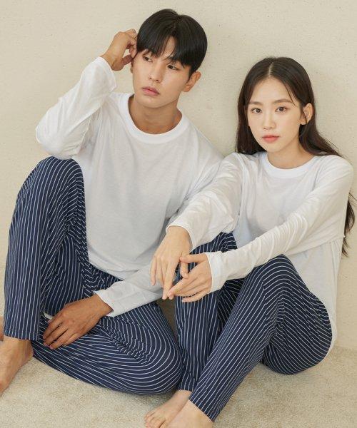 피치기모 싱글라인 커플 잠옷 바지