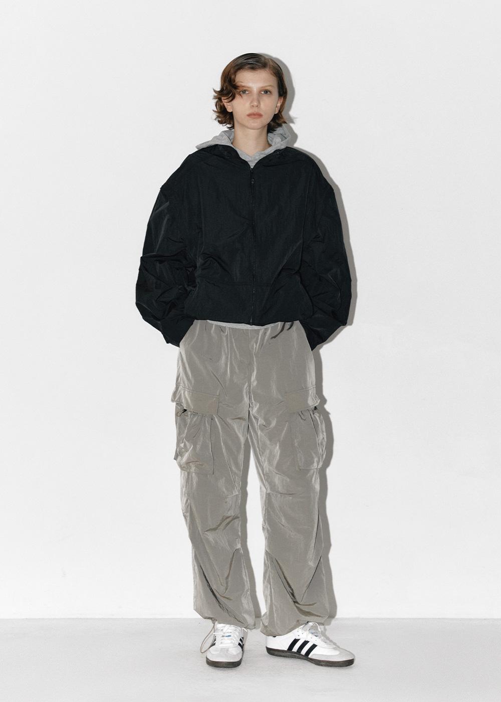 Two way nylon jumper Black