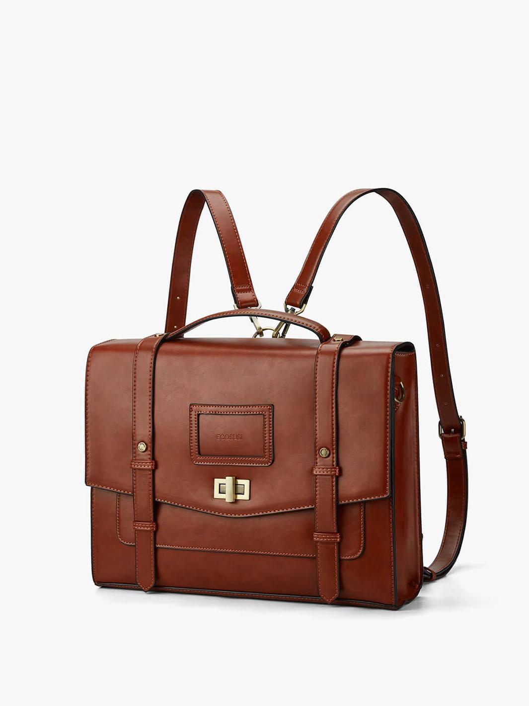 Women's PU Stylish Cambridge Backpack - Brown