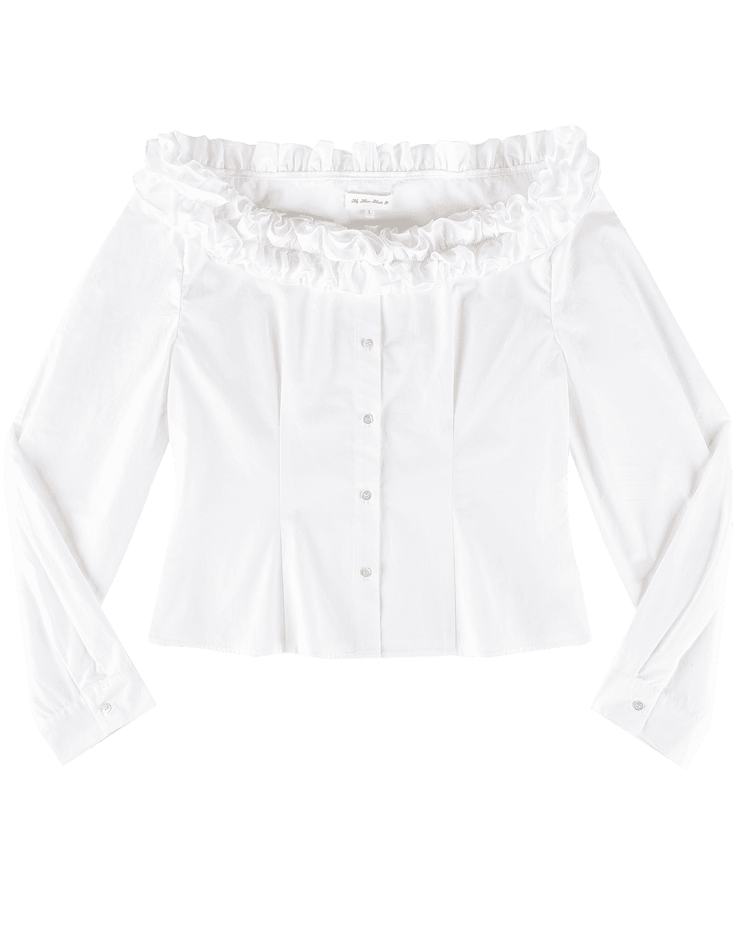 Ruffle Neck Corset Blouse - White - XS
