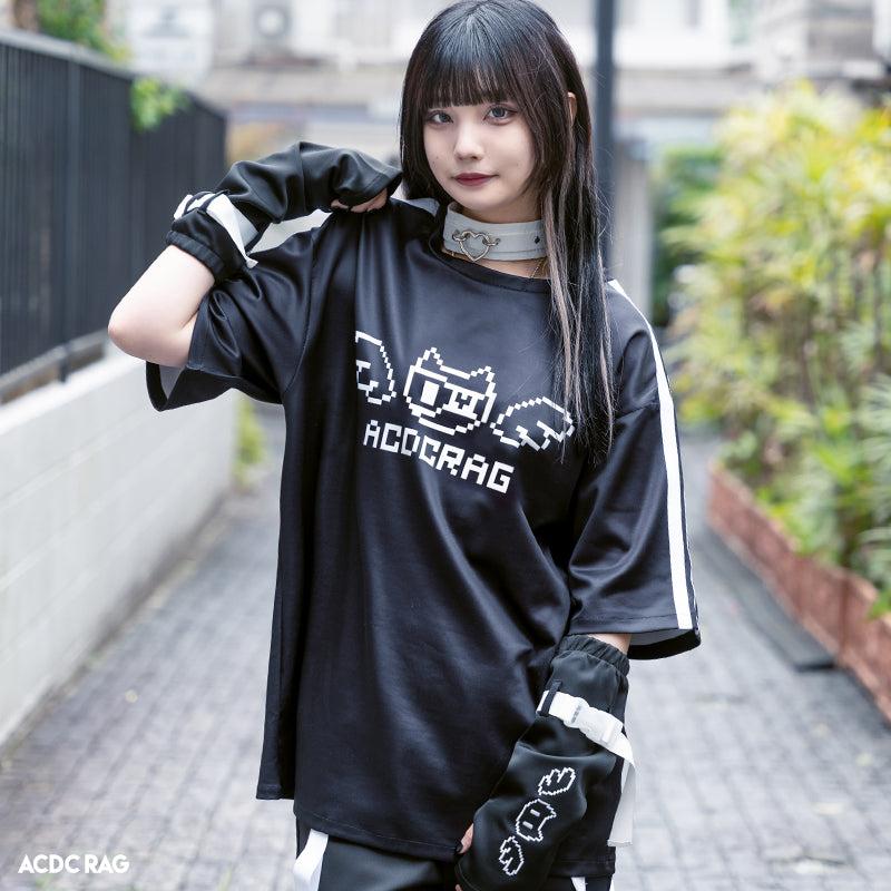 acdc rag 도트 고양이 반팔 티셔츠 블랙&화이트