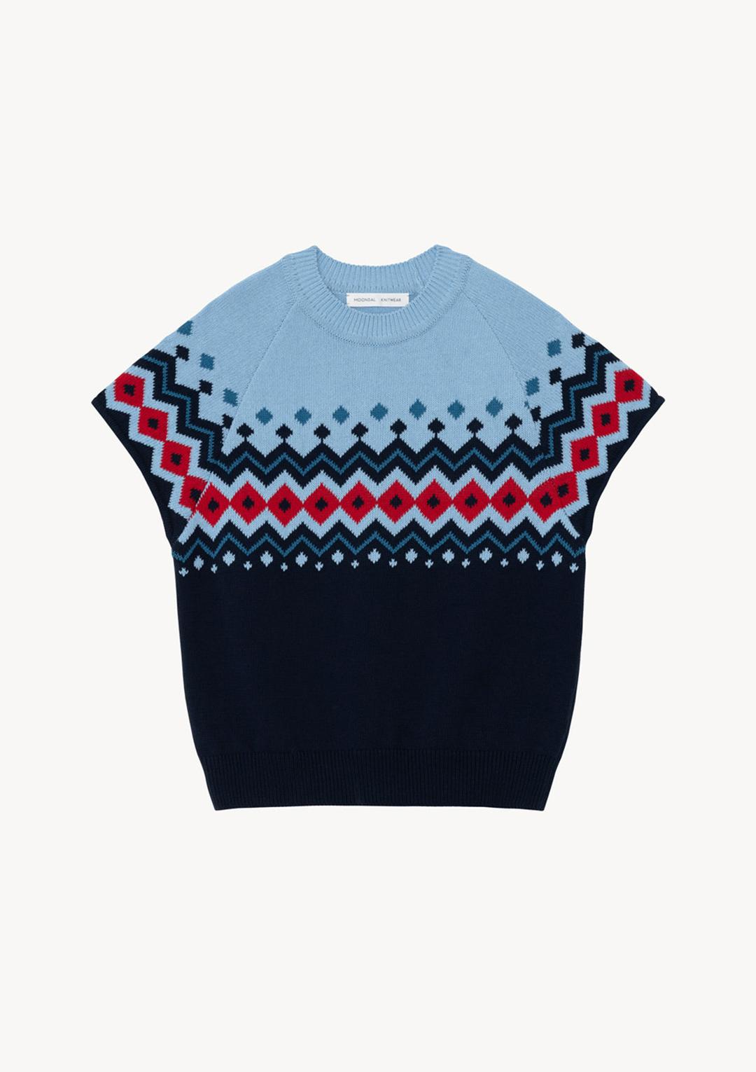 Nordic Half Sleeve Knit in Navy