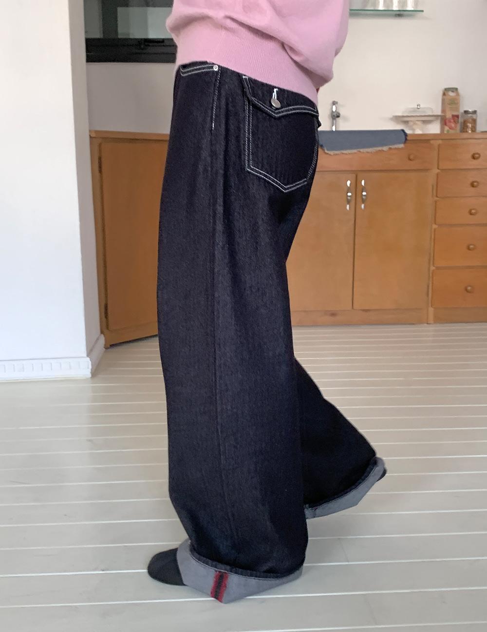 [봄신상🍀] 리를 와이드 논페이드 데님팬츠