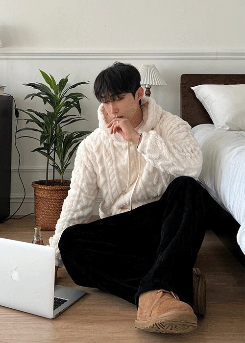 (문의폭주)마일드 케이블 양털 후드 3colors (아이보리 당일출고)