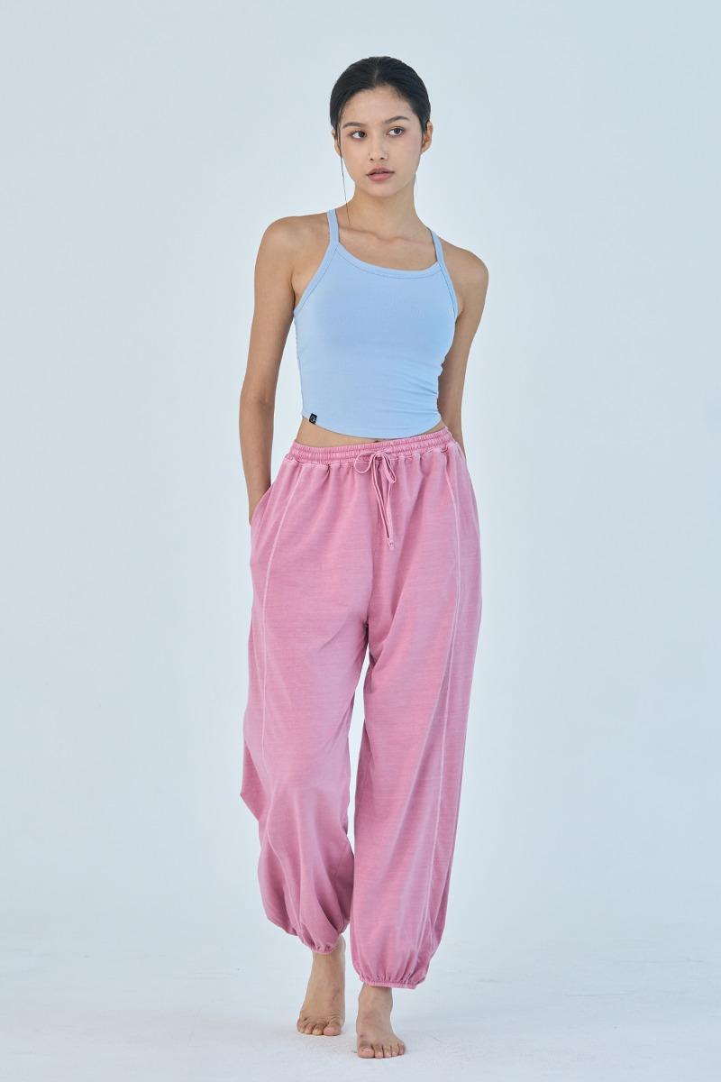 OZPG6041 사이드 스티치 와이드 요가팬츠 - 다크 핑크