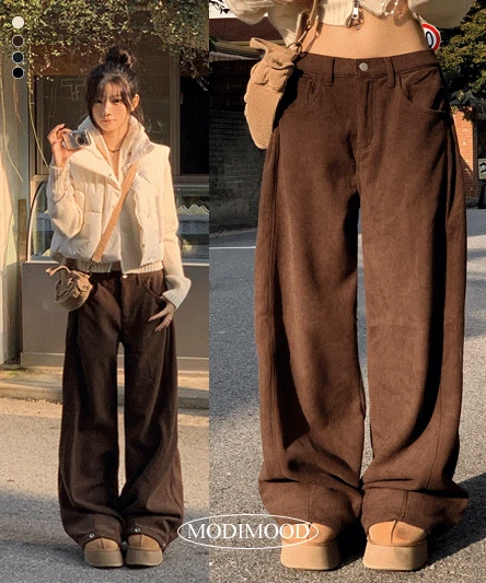 [기장선택/한겨울까지🖤/안감기모/2XL까지!] 엔티 사이드 핀턱 골덴 기모 팬츠 - 3color