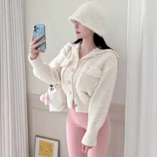 포켓 세일러 니트 가디건 자켓 ( 2 COLORS )