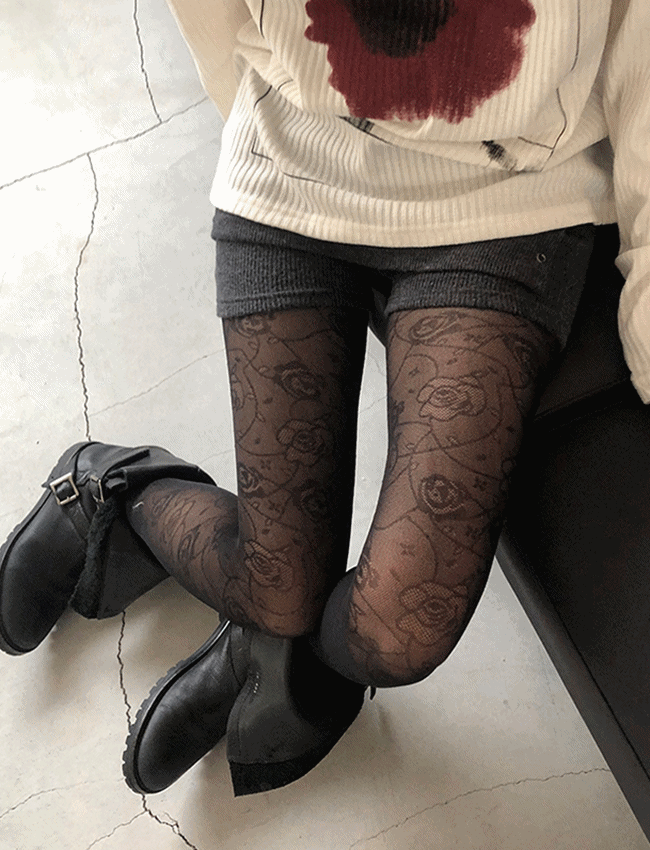 더에펠 당일♡ 유얼 로즈 시스루 스타킹 (3color)