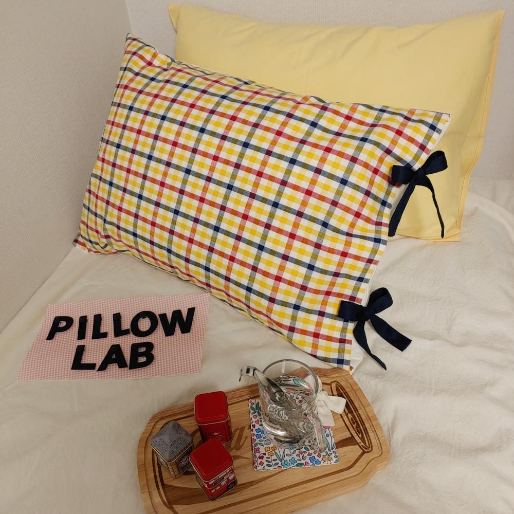 브리티쉬체크 두겹  순면베개커버5070 자루형 리본형 핸드메이드