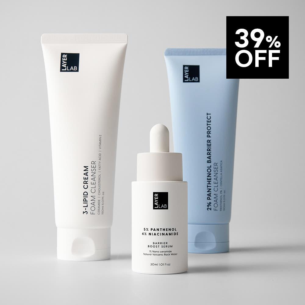 레이어랩 장벽 개선 3종 세트(판테놀 5% 세럼 1개 + 판테놀 폼클렌저 1개+세라마이드 폼클렌저 1개)
