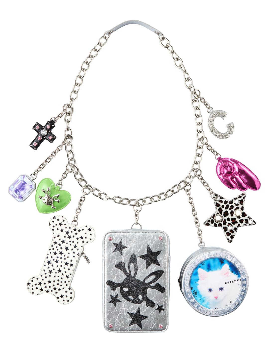 ‘MEGA NECKLACE’ CROSSBODY BAG - SILVER