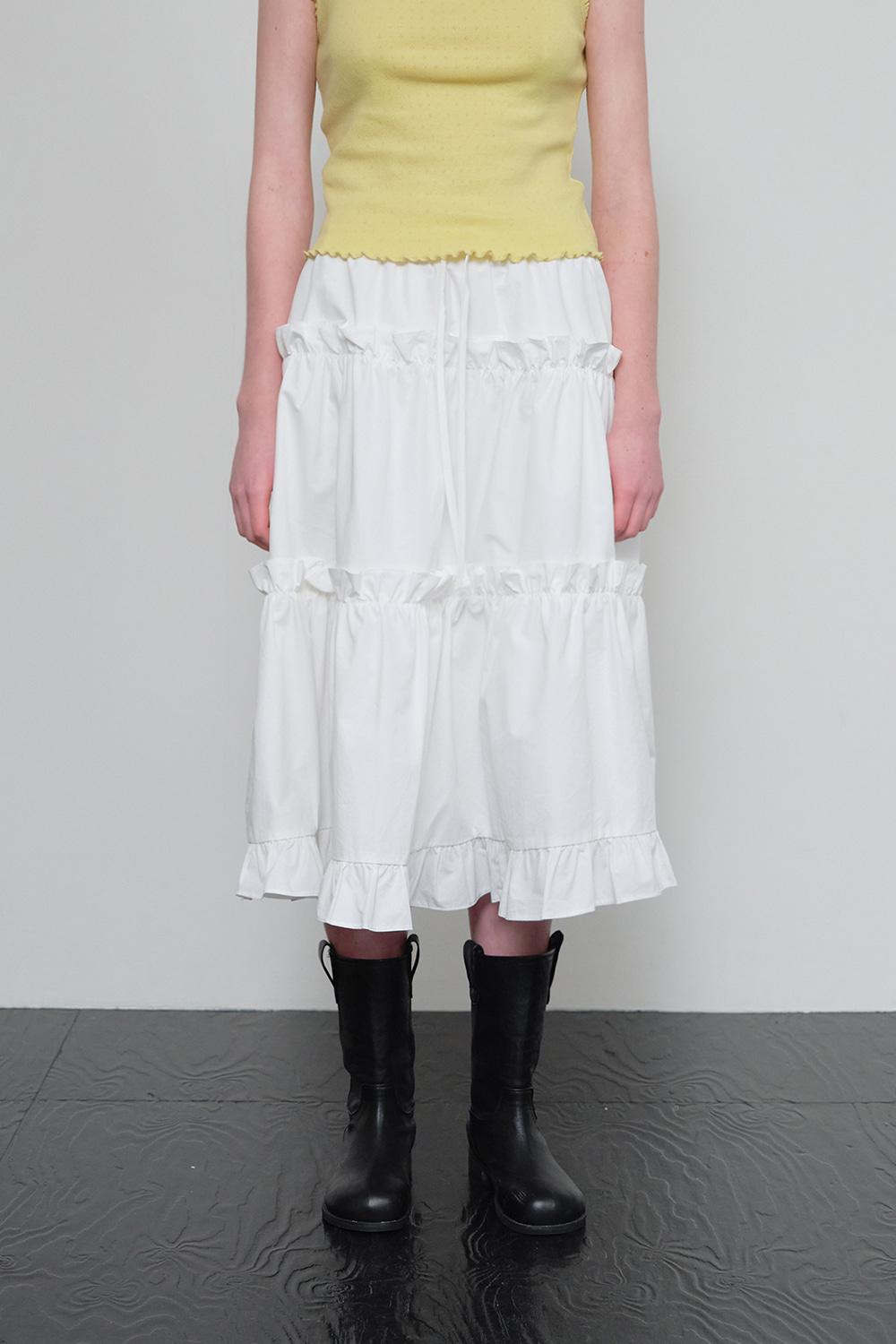 프릴 티어드 스커트_White