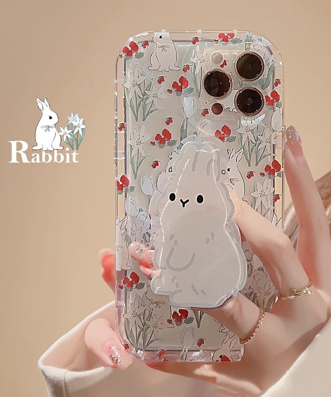 신상❤당일출고 그립톡 세트 아이폰케이스 귀여운 토끼 투명 핸드폰케이스 범퍼 스마트톡 ( 아이폰 11 12 13 14 프로 맥스 )