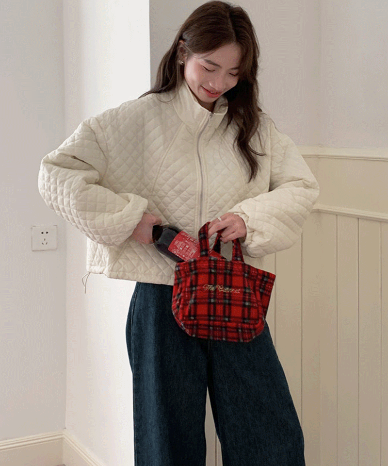 리펀 스트링 퀄팅 패딩