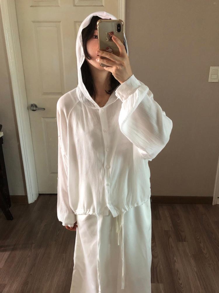 여리핏 윈드 후드 블라우스