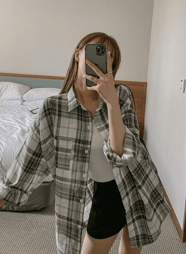 루빈 린넨 체크셔츠