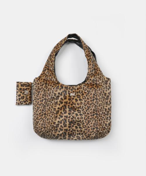 레오파드 리버시블 숄더 백 - 블랙