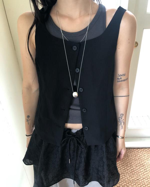 sheer round VEST (2colors)