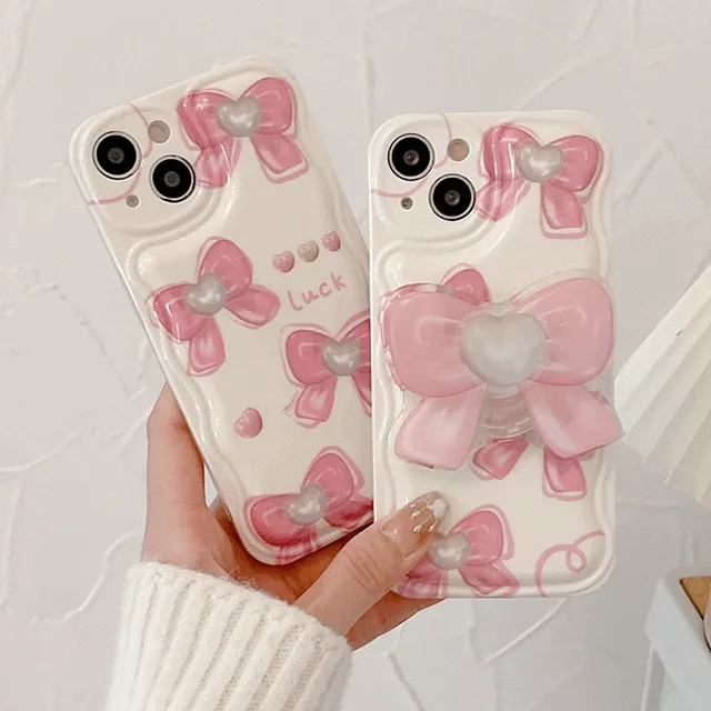 아이폰 진주 핑크 리본 그립톡 거치대 실리콘 풀커버 젤리 유니크 심플 키치 친구 선물 우정 커플 핸드폰 휴대폰 애플 폰 케이스 아이폰케이스 X 11 12 프로 13 14 프로맥스