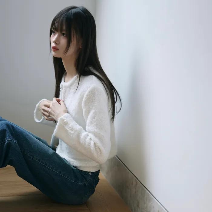 Tweed cardigan jacket (pearl)