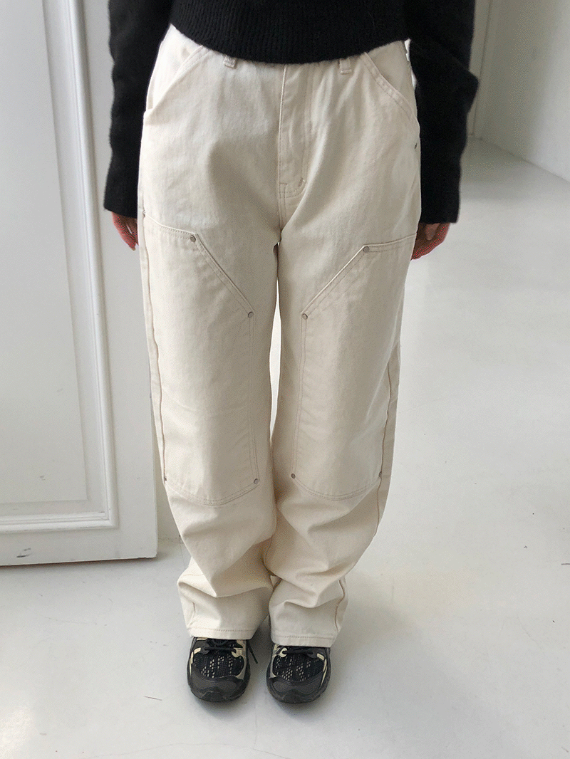 rivet cotton wide pants
