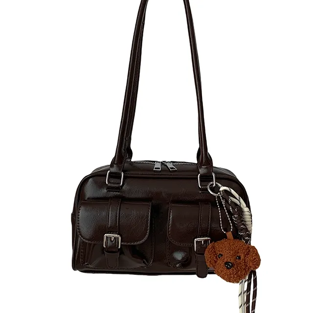 특가고퀄 빈티지 가죽 포켓 숄더백 어텀 겨울 연말룩 롱 핸들 바게트백 레더 가방 크리스마스 하객룩 연말룩 TKSB3