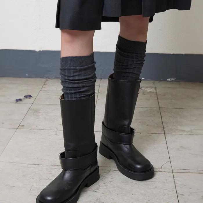 Ribbed Knee Socks  Ash (KE58KTM014)